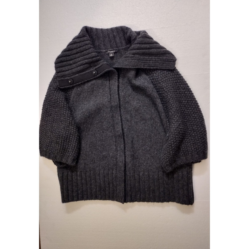Ann Taylor Cardigan Womens M Shawl Collar Chunky Knit 3/4 Sleeve Cozy Charcoal